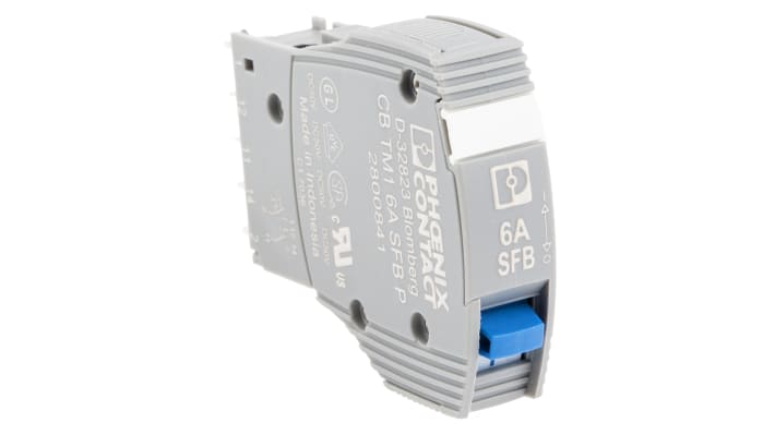 Interruttore termico 1 polo 6A Phoenix Contact, tecnologia SFB, IP30, dimensioni 90 x 12.3 x 77.3 mm, segnalazione remota.