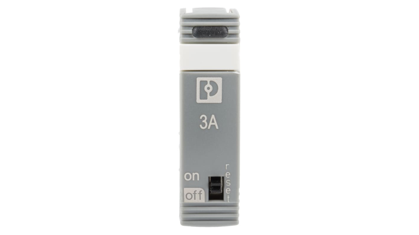 Interruttore elettronico di circuito Phoenix Contact, 3A, 24V, compatto, con collegamento senza utensili e controllo remoto. Dimensioni: 12.3mm.
