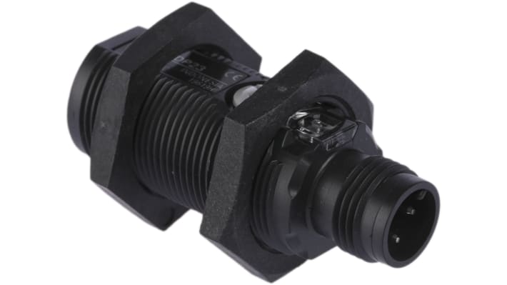 Sensore fotoelettrico cilindrico Omron E3FADP23, rilevamento fino a 1 m, uscita PNP, connettore M12 a 4 pin, IP67/IP69K.