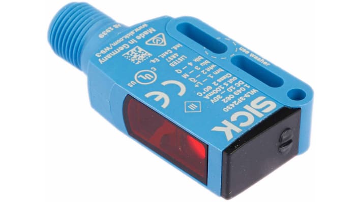 Sensore fotoelettrico rettangolare Sick WL9-3P2430 a retroriflessione, rilevamento fino a 4 m, montaggio a pannello, IP66/IP67/IP69K.
