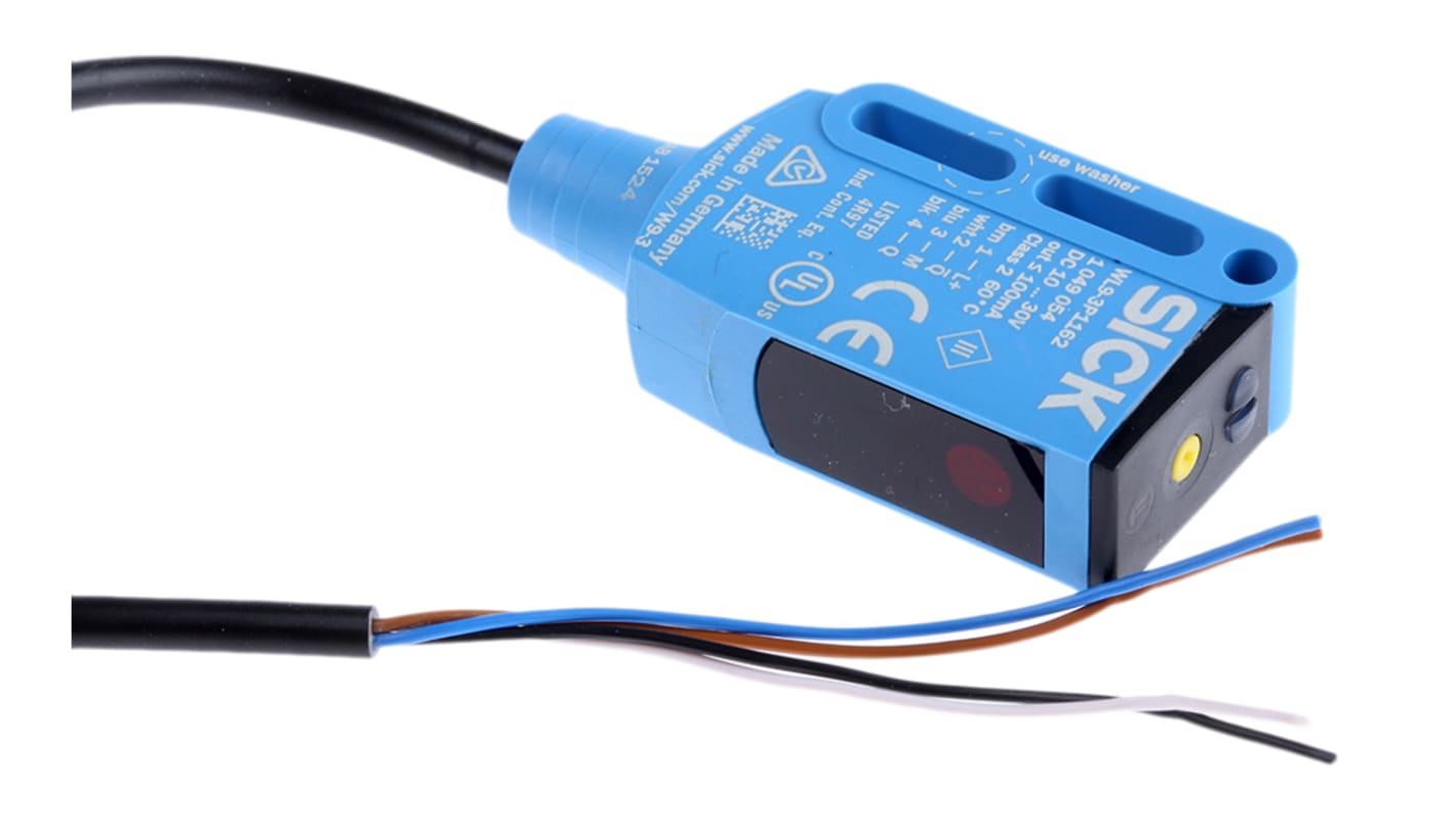 Sensore fotoelettrico rettangolare a retroriflessione Sick WL9-3P1162, rilevamento fino a 400 mm, montaggio a pannello, IP66/IP67/IP69K.