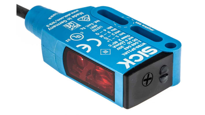 Sensore fotoelettrico rettangolare Sick WTB9-3P1161, rilevamento 20-350 mm, uscita PNP, montaggio a pannello, grado di protezione IP66/IP67/IP69K.