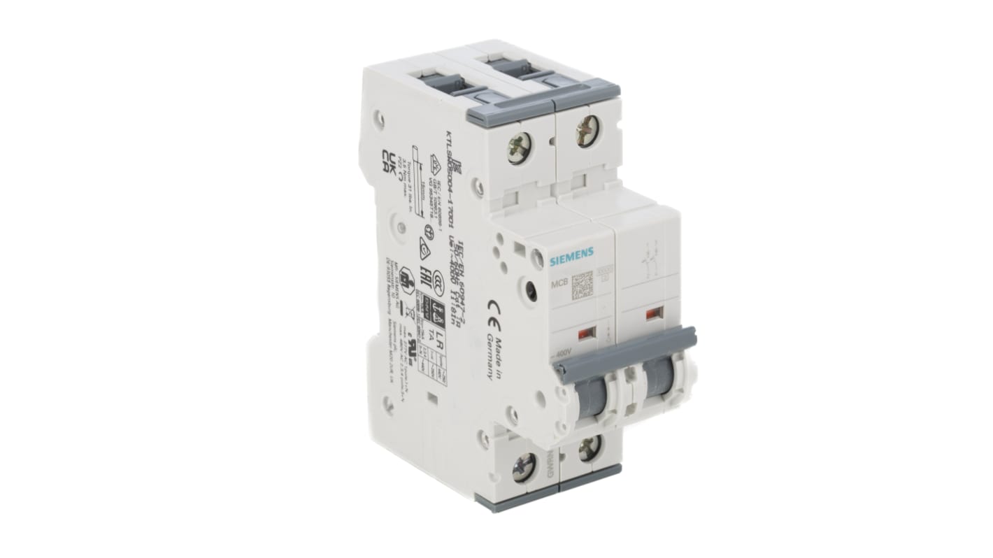 Interruttore magnetotermico Siemens 5SY4210-7 MCB Tipo C 10A 10kA - Serie Sentron. Protezione da sovratensioni per circuiti elettrici pesanti. Ampia gamma di temperature operative. Montaggio su guida DIN.