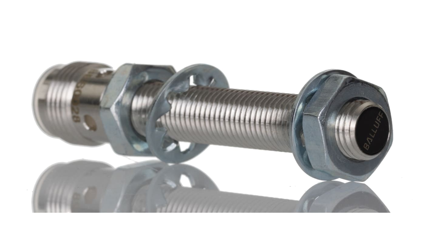 Sensore di prossimità cilindrico PNP BALLUFF BES M08MH1-PSC20B-S04G, rilevamento 2 mm, IP67, alimentazione 12-30 V c.c.