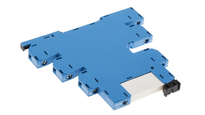 Finder 39.41.0.125.5060, relè d'interfaccia SPDT per guida DIN, tensione 125V, dimensioni 6,2 x 90,7 x 94,3 mm.