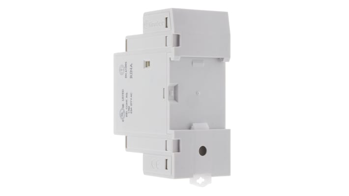 Finder 22.34.0.230.4620, contattore modulare 4 poli 25 A, 230 V c.a., dimensioni 35x35x60.8 mm, con indicatori LED.