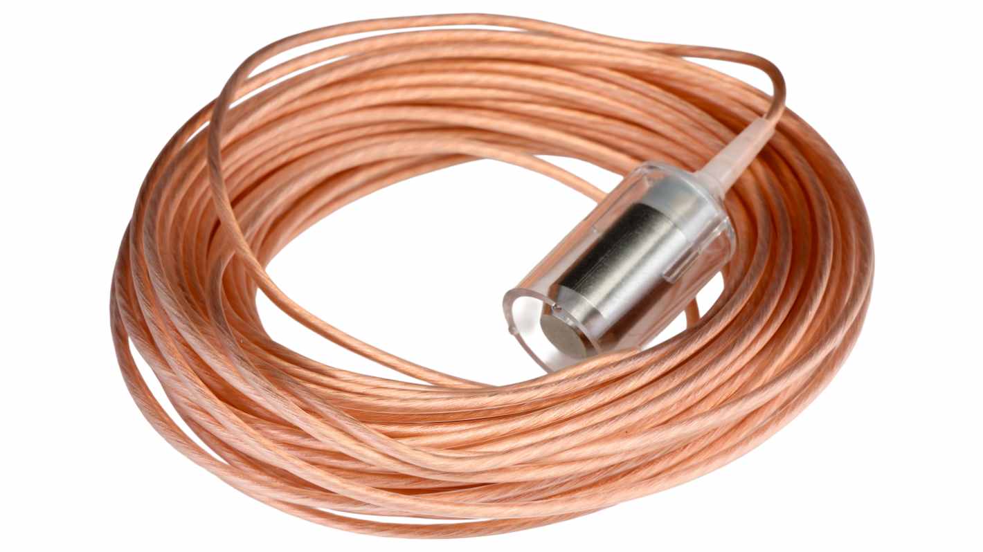 Finder 072.01.15, relè di monitoraggio per liquidi conduttivi, montaggio verticale su guida DIN, sensibilità regolabile 5-150 kΩ, cavo 15m.