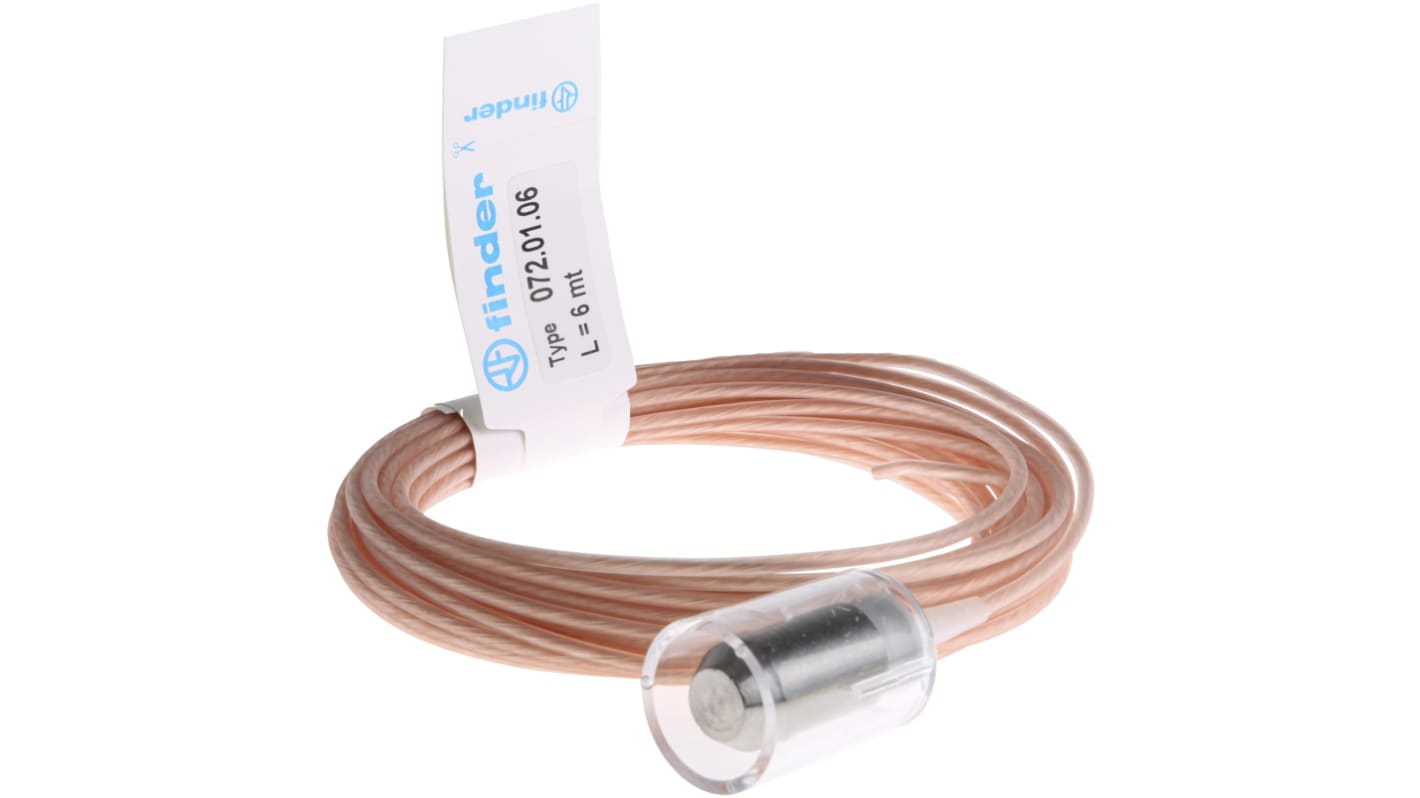 Finder 072.01.06, relè di monitoraggio per liquidi conduttivi, montaggio verticale su guida DIN, gamma di sensibilità 5-150 kΩ, cavo 6m.