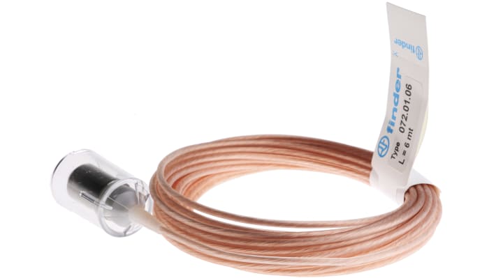 Finder 072.01.06, relè di monitoraggio per liquidi conduttivi, montaggio verticale su guida DIN, gamma di sensibilità 5-150 kΩ, cavo 6m.