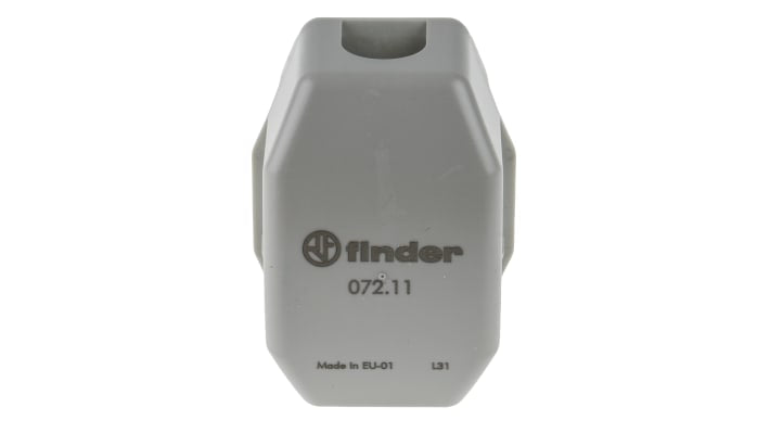Finder 072.11, sensore d'acqua in superficie, montaggio su guida DIN, corpo in acciaio inox, uscita relè, regolazione sensibilità 5-150 kΩ.