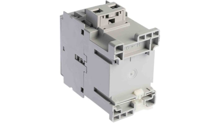 Contattore Allen Bradley 100-C12EJ10, 3 poli, 12 A, bobina 24 V c.c., montaggio su guida DIN, dimensioni 45x81x86,5 mm.
