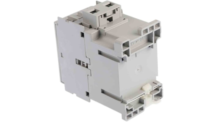 Contattore Allen Bradley 100-C23EJ10 per controllo motori, 3 poli, 23 A, 24 V c.c., montaggio su guida DIN. Dimensioni 45x81x86.5 mm.