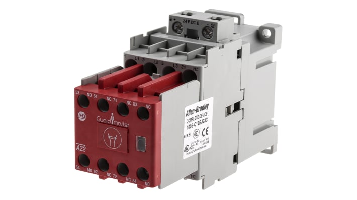 Contattore 3 poli Allen Bradley 100S-C16EJ23C, 16 A, 24 V c.c., dimensioni 45x81x125.5 mm, conforme a IEC 947-5-1.