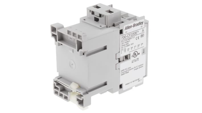 Contattore Allen Bradley 700-CF220EJ, 4 poli, 2 NO + 2 NC, montaggio su guida DIN, dimensioni 80.5x45x81 mm, corrente 25 A, tensione 690 V c.a.