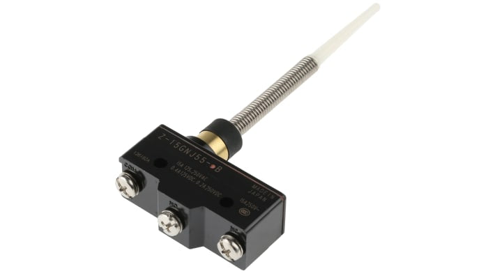Interruttore di fine corsa Omron Z-15GNJ55B, molla elicoidale, SPDT, contatti NO/NC, protezione IP62, dimensioni 49.2mm x 111.3mm x 17.45mm.