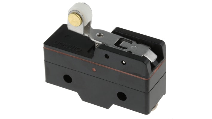 Interruttore di fine corsa Omron Z-15GW2255-B, leva a rullo, SPDT, NO/NC, protezione IP62, dimensioni 49.2mm x 39.4mm x 17.45mm.