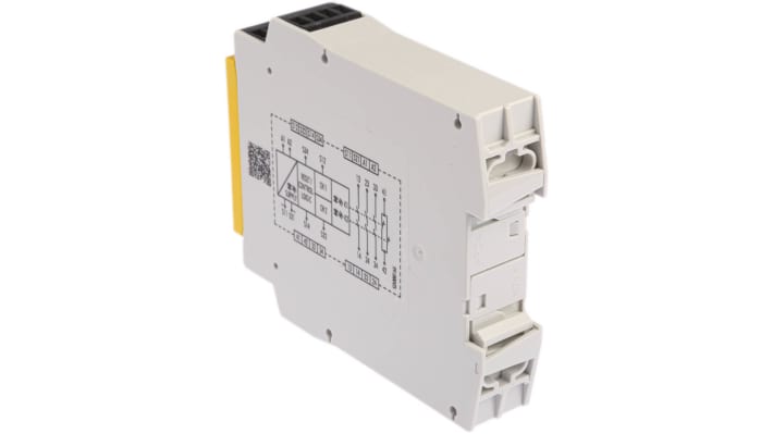 Relè di sicurezza Wieland SNO 4083, 2 canali, 24V cc, 3 contatti, dimensioni 114mm x 22.5mm x 96.5mm.