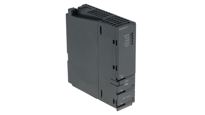 Mitsubishi Electric Q00UCPU, CPU PLC Serie Q, 1024 ingressi, 8192 uscite, montaggio a rack, dimensioni 27,4 x 98 x 89,3 mm.