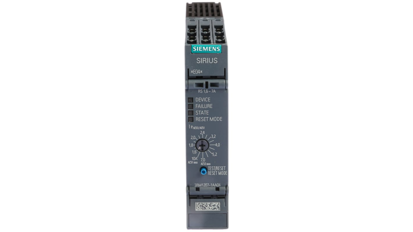 Starter motore avanzato Siemens 3RM1 3 kW, reversibile, protezione sovraccarichi, larghezza 22,5 mm. Ideale per gestire l'induzione e garantire efficienza energetica.