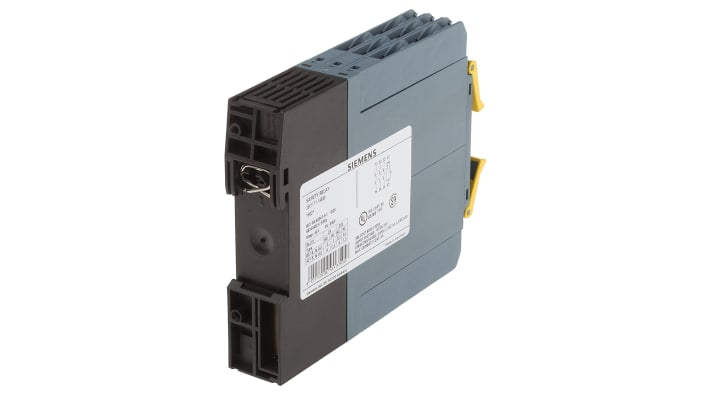 Relè di sicurezza Siemens 3SK1111-1AB30, 24V, 1 canale, 4 contatti, montaggio snap-on, dimensioni 22,5x122x100 mm.