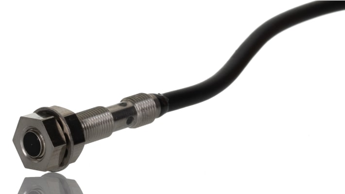 Sensore di prossimità cilindrico PNP Omron E2E-S05S12-WC-B2 2M, diametro M5, rilevamento 1,2 mm, IP67, acciaio inox.