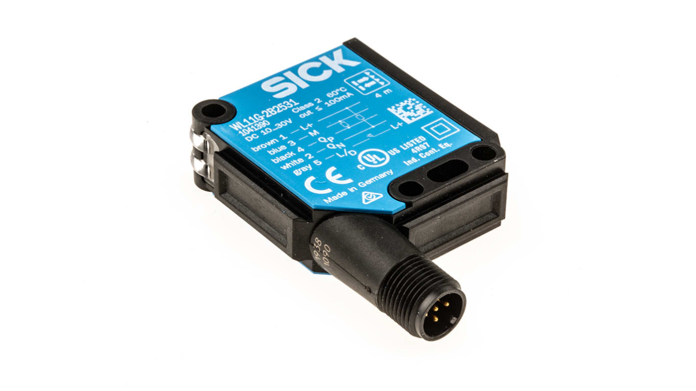 Sensore fotoelettrico Sick WL11G-2B2531 a retroriflessione, rilevamento fino a 4 m, montaggio a pannello, grado di protezione IP66/IP67/IP69K.