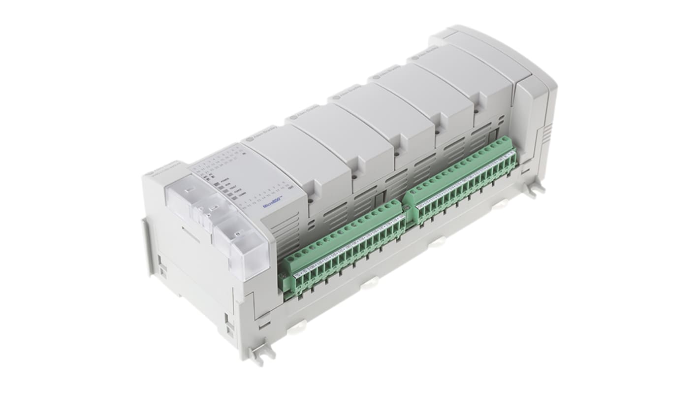 Allen Bradley 2080-LC50-48QVB, CPU PLC Micro850, 48 I/O, montaggio su guida DIN, dimensioni 238 x 90 x 80 mm.
