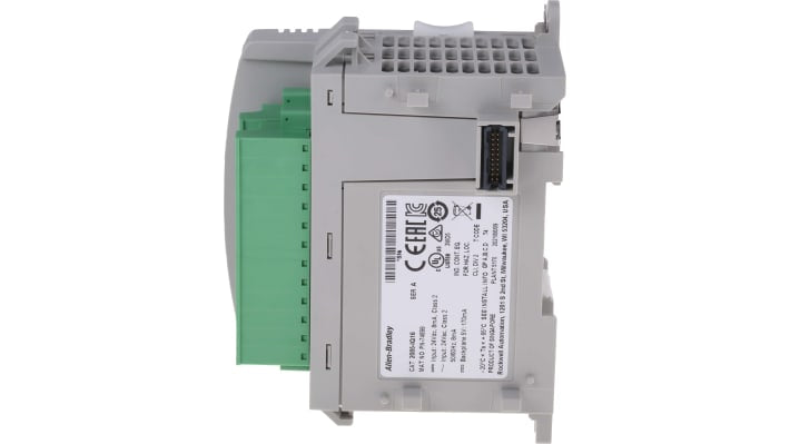 Modulo I/O Allen Bradley 2085-IQ16 per PLC Micro 800, 16 ingressi, montaggio su guida DIN, dimensioni 90 x 87 x 44,5 mm.