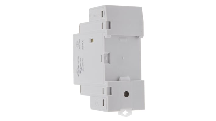 Finder 22.34.0.230.4320, contattore 4 poli 25 A, montaggio su guida DIN, dimensioni 35 x 60.8 mm, tensione 240 V CA.