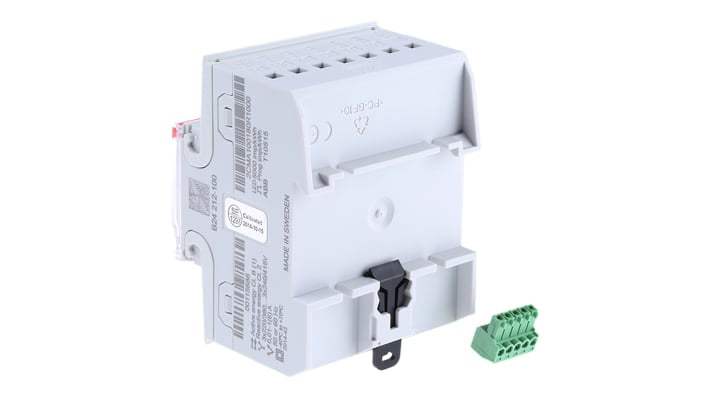 Contatore di energia ABB 2CMA100180R1000, 3 fasi, montaggio su guida DIN, display LCD, dimensioni 70 x 26,5 x 65 mm.