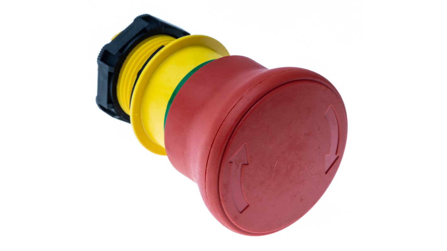 Pulsante di arresto di emergenza Lovato LPCB6644, diametro 22 mm, testa a fungo rossa, grado di protezione IP66/IP67/IP69K.
