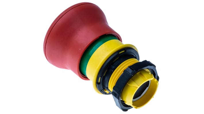Pulsante di arresto di emergenza Lovato LPCB6644, diametro 22 mm, testa a fungo rossa, grado di protezione IP66/IP67/IP69K.