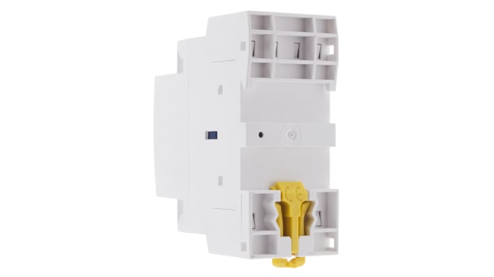 Contattore Schneider Electric A9C22818, 4 poli, 2 NO + 2 NC, montaggio su guida DIN, dimensioni 36x81x68 mm.