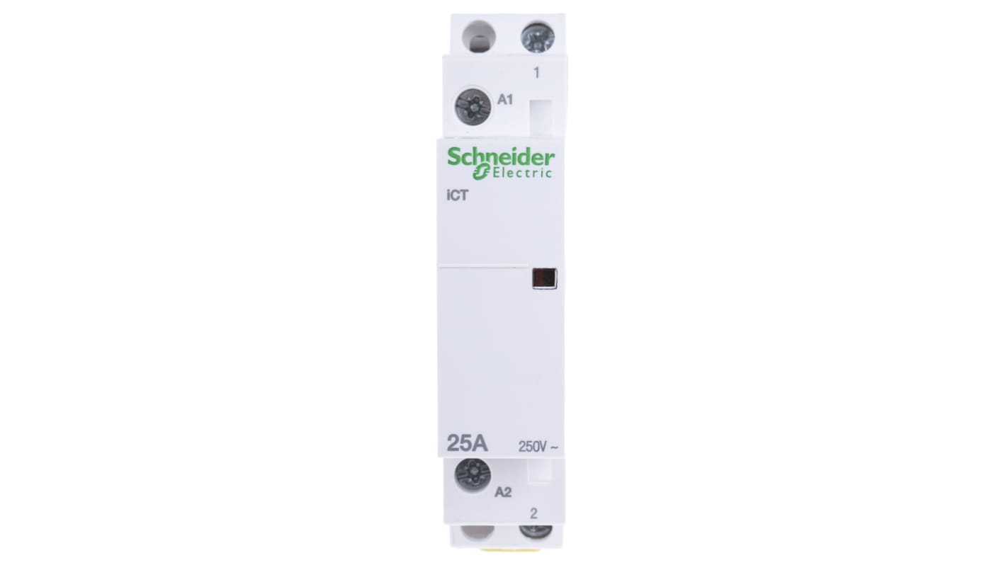 Contattore Schneider Electric iCT monofase 25A 230V - A9C20731: commutatore potenza sicuro e affidabile, facile installazione.