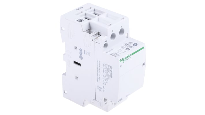 Contattore Schneider Electric A9C20842, 40A, 2NA, serie iCT. Ottimizza impianti elettrici ad alta corrente, resistente e silenzioso. Ideale per sistemi di illuminazione, riscaldamento e irrigazione.