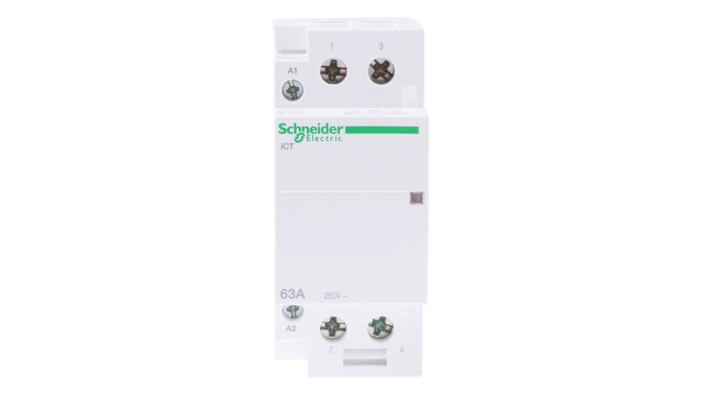 Contattore bipolare Schneider Electric A9C20862 - 63A 230V CA, Serie Acti9 iCT. Ideale per controllo motori e illuminazione, alta affidabilità.