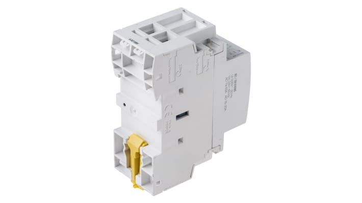 Contattore Schneider Electric A9C20162, serie iCT, 2 poli, 63 A, bobina 24 V c.a., montaggio su guida DIN, dimensioni 85x36x68 mm.