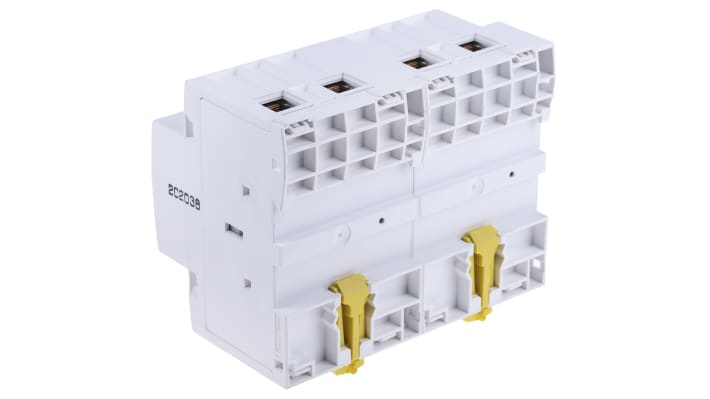 Contattore Schneider Electric A9C20884, 4 poli 4NO, 100 A, montaggio su guida DIN, dimensioni 85x108x68 mm, IP20.