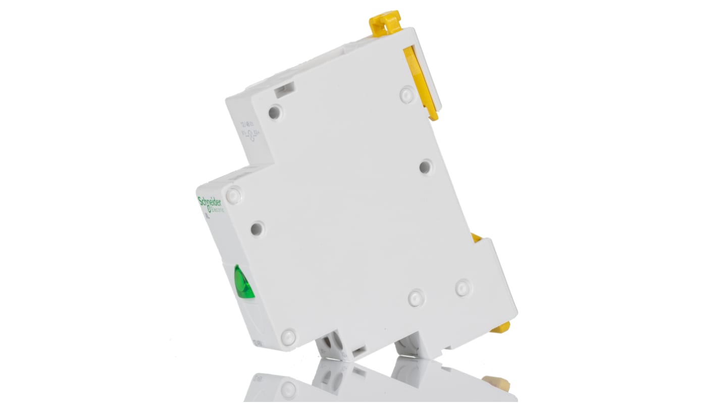 Indicatore LED monofase Schneider Electric A9E18331 per guida DIN, IP2X - Serie Acti9 iIL. Rileva tensioni da 12 a 48 V c.a./c.c. Ideale per impianti di assemblaggio e sistemi robotici.