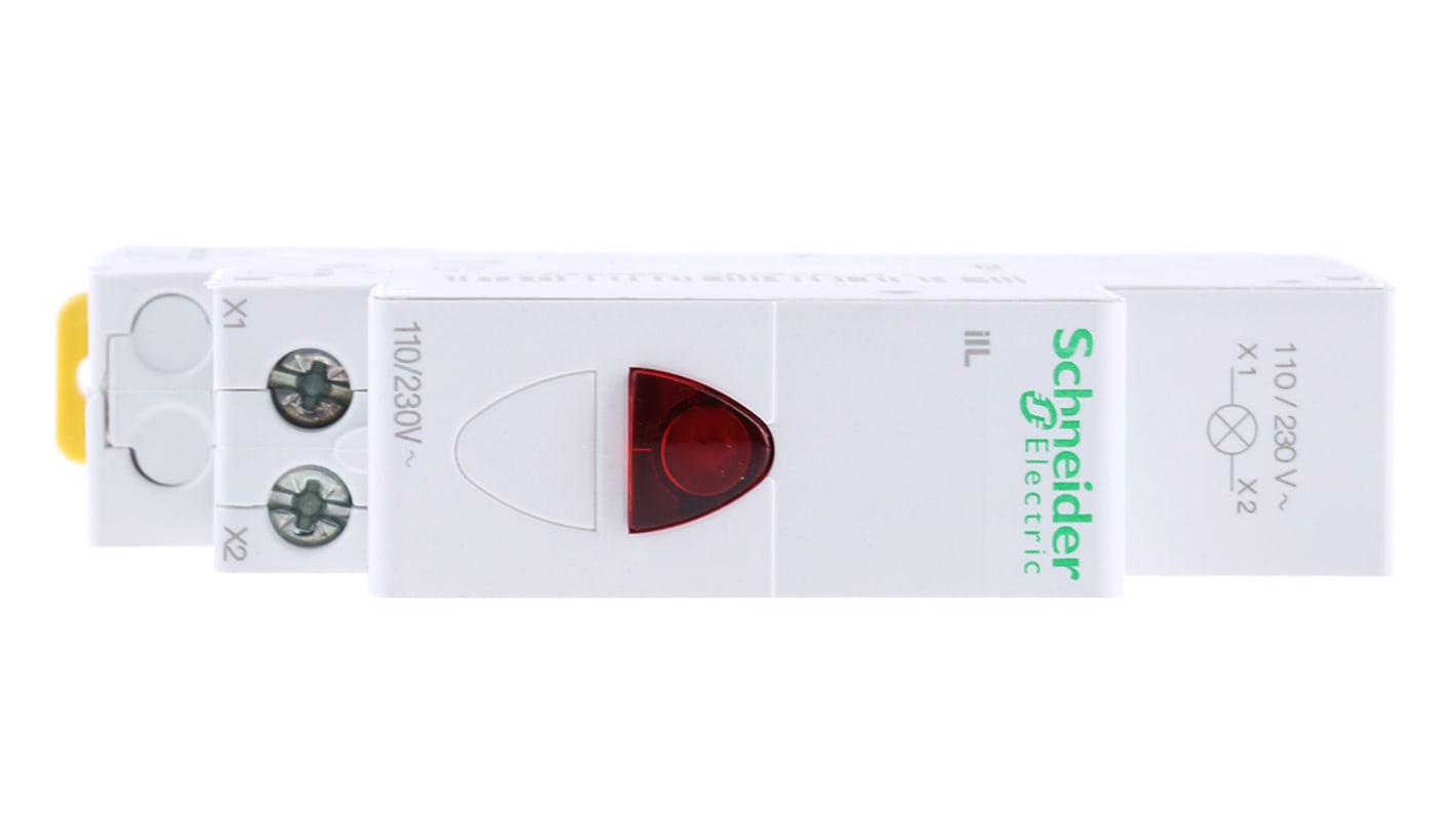 Schneider Electric A9E18320 Indicatore LED per guida DIN IP20 Acti9 - Tensione 230V ca, Colore Rosso, Serie iIL. Ideale per centrali elettriche, ingegneria aerospaziale e comandi di illuminazione.