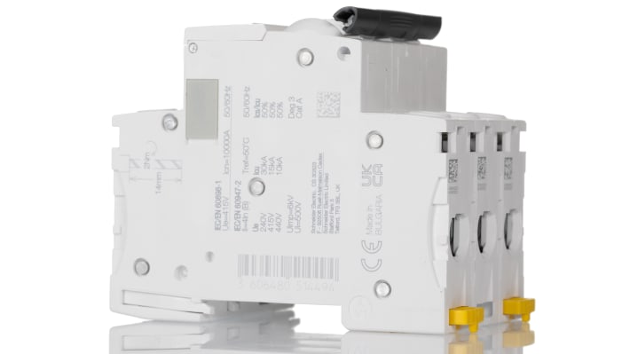 Interruttore magnetotermico Schneider Electric 3 poli, 16A, Tipo B, montaggio su guida DIN, dimensioni 85x54x78.5 mm.