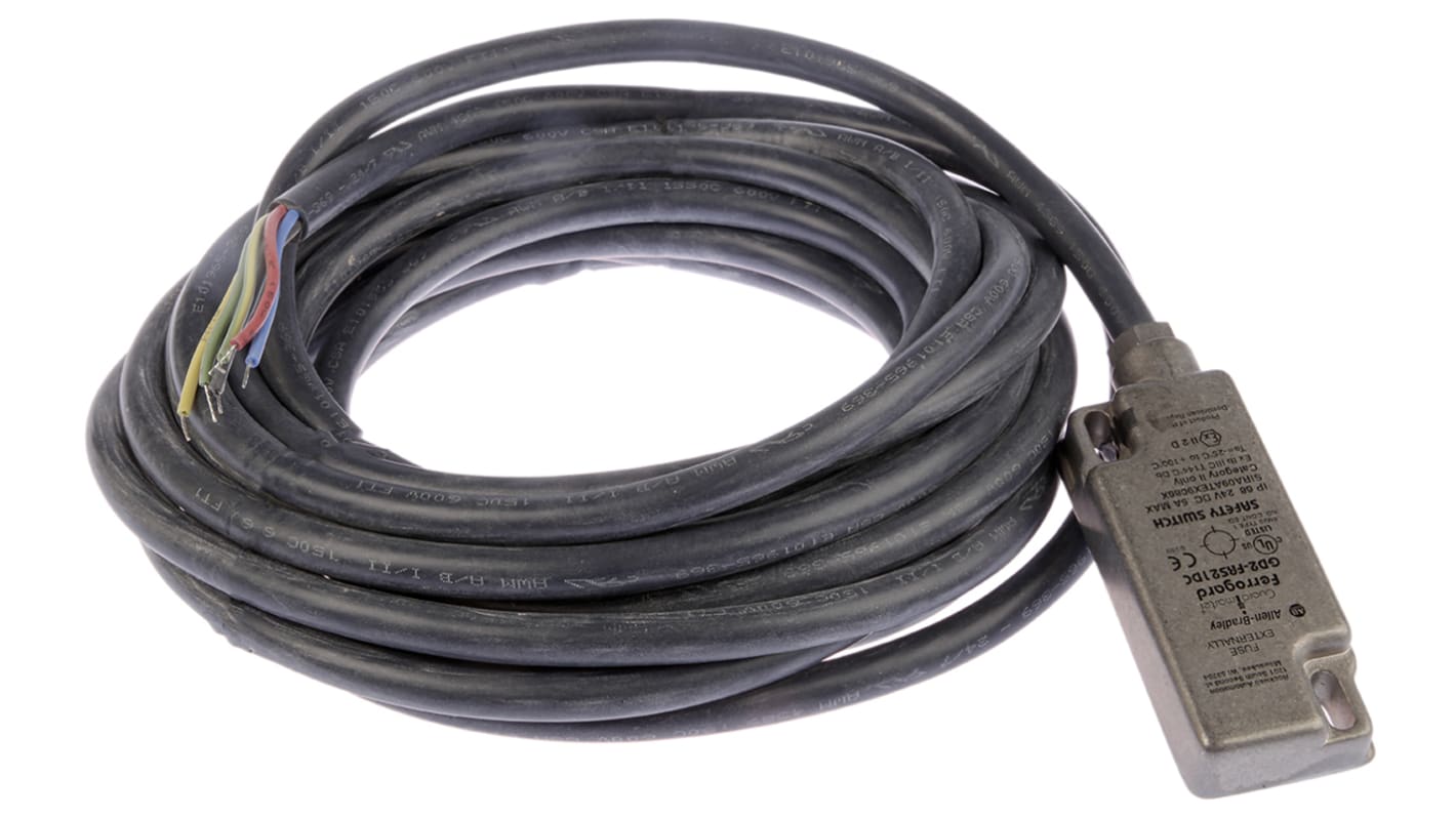 Interruttore di sicurezza magnetico Allen Bradley Guardmaster 440N-G02143, 24V cc, custodia in acciaio inox, protezione IP68. Dimensioni: 78.5 x 33.5 x 16 mm.