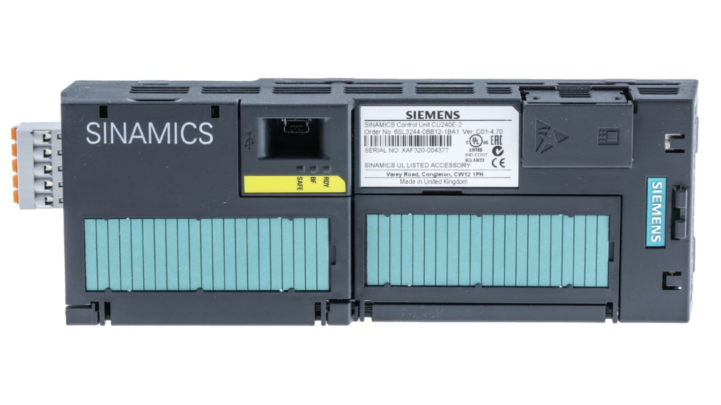 Unità di controllo Siemens 6SL3244-0BB12-1BA1, 24 V c.c., per inverter SINAMICS G120, dimensioni 73 x 199 x 46 mm, grado di protezione IP20.