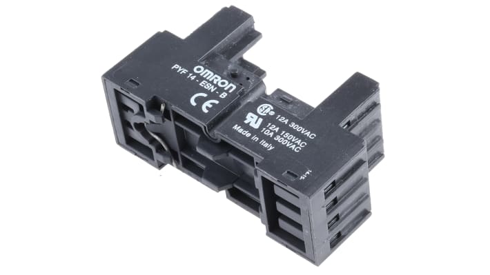 Zoccolo per relè Omron PYF14ESNB, con 14 contatti, montaggio su guida DIN, dimensioni 75 x 27 x 42,5 mm, corrente 12 A.