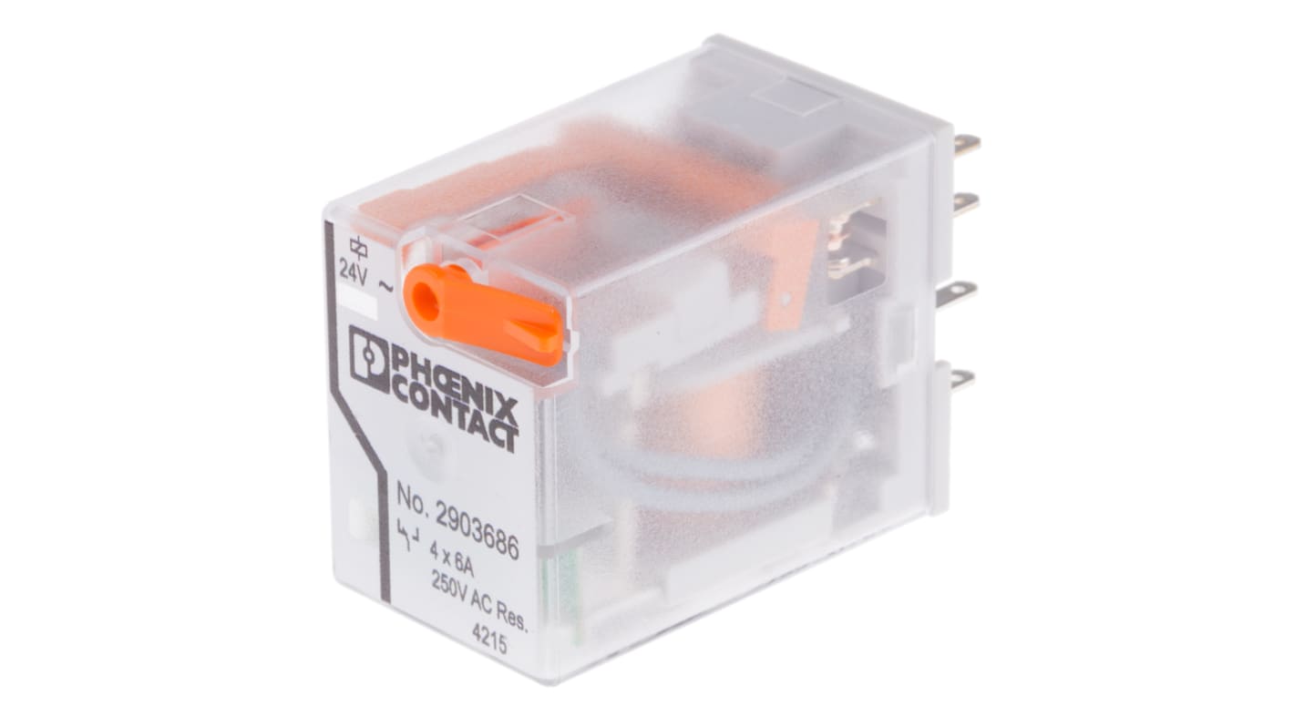 Relè di potenza Phoenix Contact REL-IR4 con 4 contatti, bobina 24V ca e LED giallo - 2903686 - Ideale per applicazioni industriali