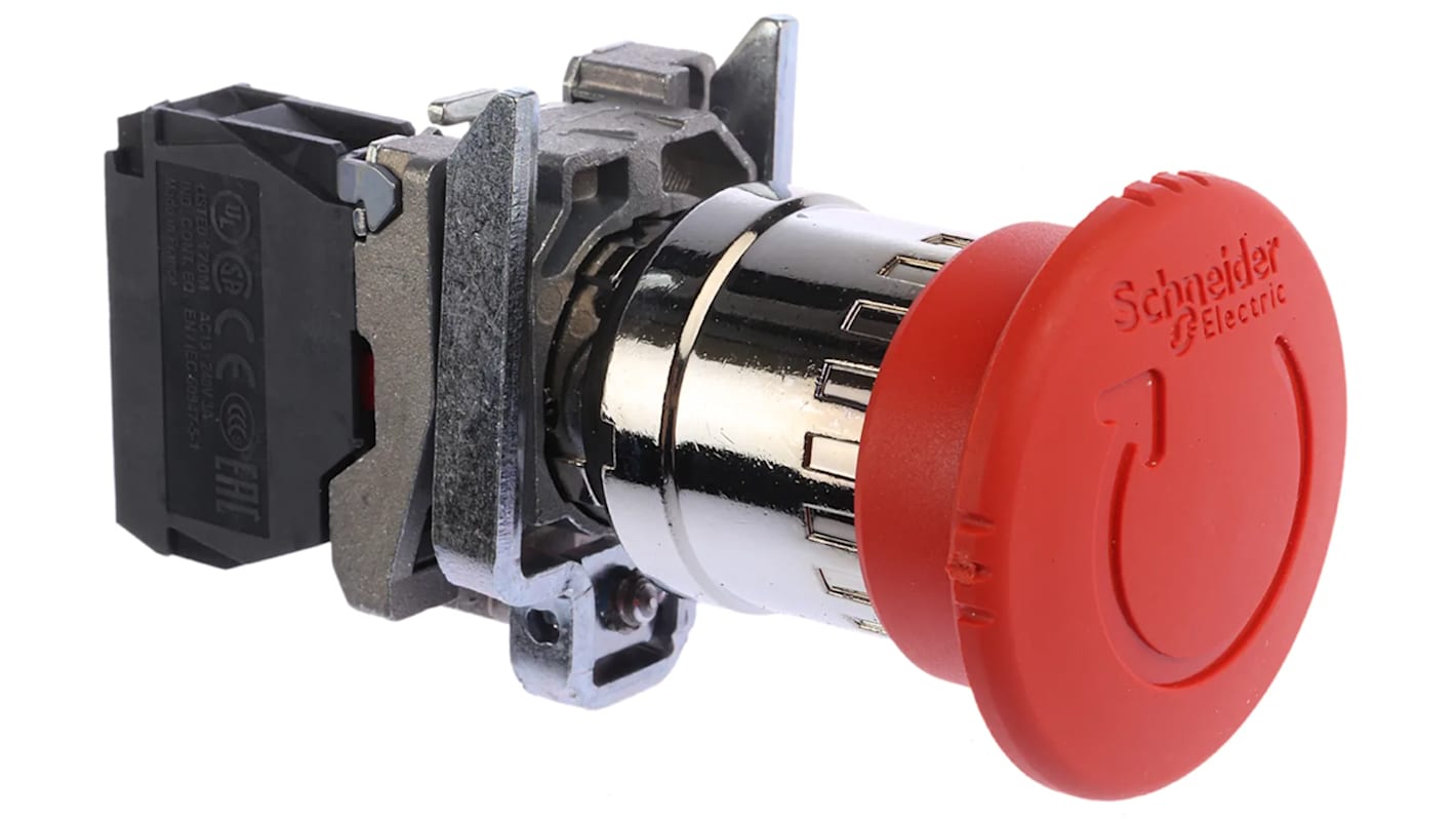 Schneider Electric - XB4BS8442 Pulsante di arresto di emergenza, Ø 40mm, montaggio a pannello. Resistente, sicuro e conforme a standard industriali. Ideale per macchinari e ambienti critici.