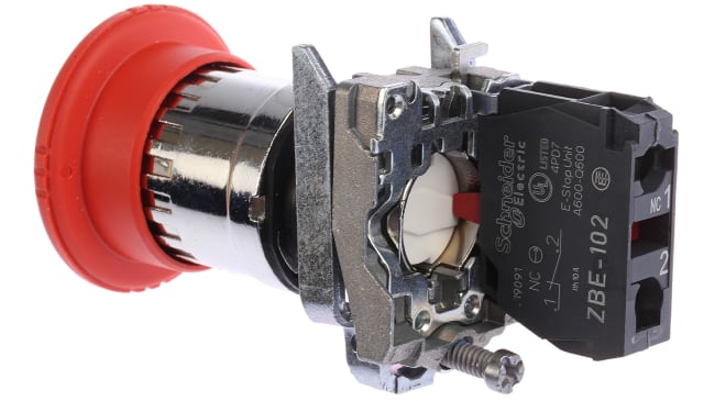 Schneider Electric - XB4BS8442 Pulsante di arresto di emergenza, Ø 40mm, montaggio a pannello. Resistente, sicuro e conforme a standard industriali. Ideale per macchinari e ambienti critici.