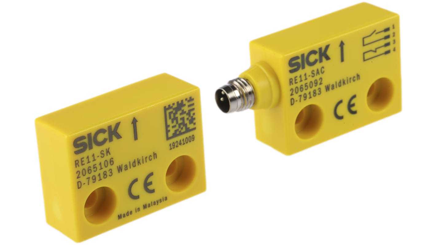 Interruttore di sicurezza senza contatto Sick RE11-SAC, IP67, attuatore magnetico, dimensioni 36mm x 26.2mm x 13mm.