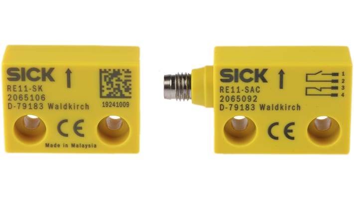 Interruttore di sicurezza senza contatto Sick RE11-SAC, IP67, attuatore magnetico, dimensioni 36mm x 26.2mm x 13mm.