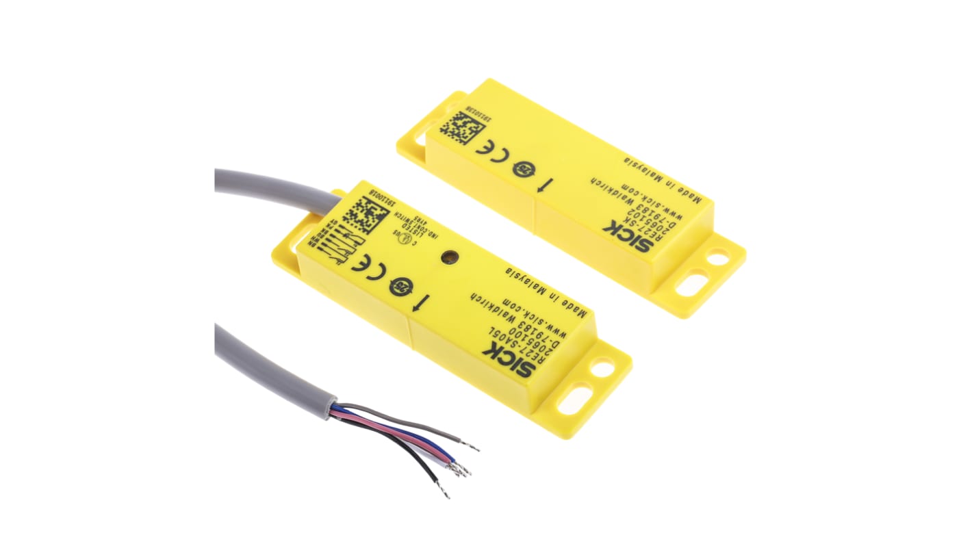 Interruttore di sicurezza senza contatto Sick RE27-SA05L, 3NO, grado di protezione IP67, dimensioni 87.5 x 25 x 13 mm.